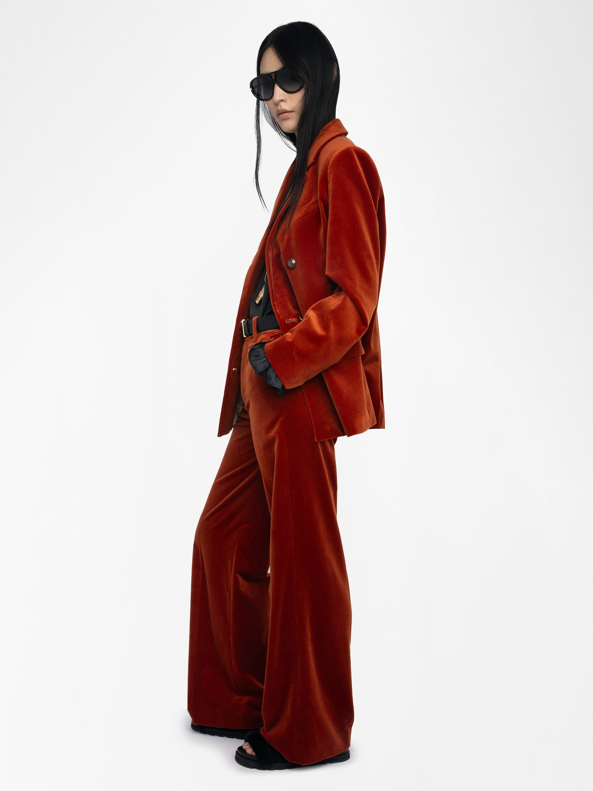 Panol Velours Trousers - Wide straight tailored velvet trousers.